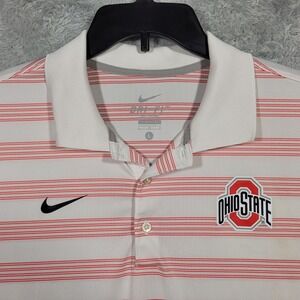 Nike Dri FIT Ohio State Buckeyes Striped Polo Shirt Mens Large NCAA